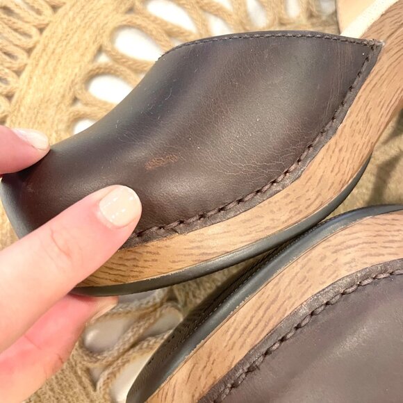 Dansko Sam Clog Teak Brown Leather Ankle Strap Size 38 - Picture 6 of 11